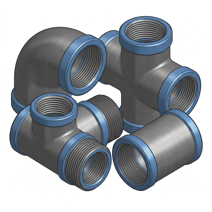 Black Steel Pipe Fitting — representative illustration